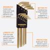 Bondhus 38138 Set of 10 Hex L-wrenches with GoldGuard Finish, Long Length, sizes 1/16-1/4-Inch view 2