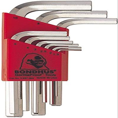 Bondhus 16299 Set of 9 Hex L-wrenches w/BriteGuard,Short,sizes 1.5-10mm, Multicolor, One Size