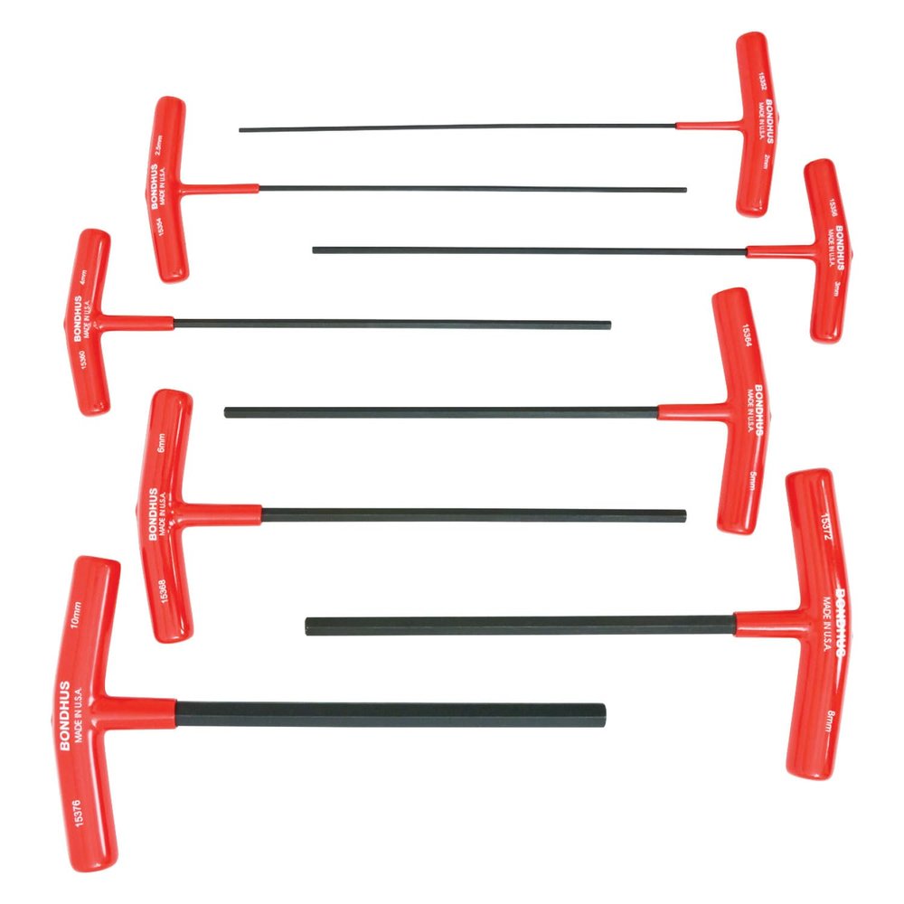 Bondhus 15387 Set of 8 Hex T-handles, 9" Length, sizes 2-10mm