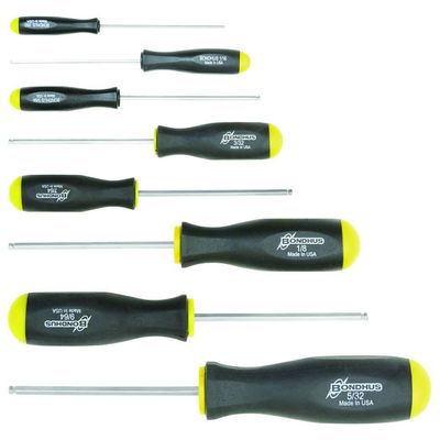 Bondhus 16632 Set of 8 Balldriver Screwdrivers with BriteGuard Finish, sizes .050-5/32-Inch