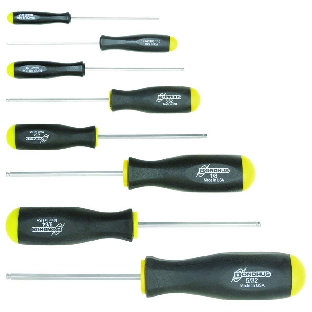 Bondhus 16632 Set of 8 Balldriver Screwdrivers with BriteGuard Finish, sizes .050-5/32-Inch