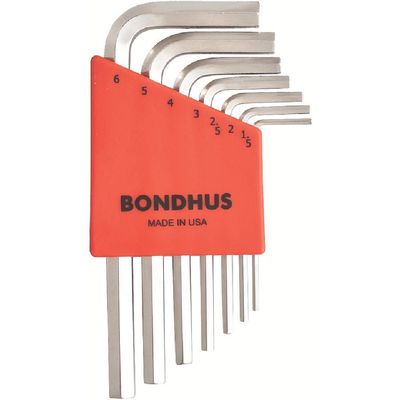 Set 7 BriteGuard Plated Hex L-Wrenches 1.5-6mm - Short