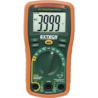 Extech EX330 Autoranging Mini Multimeter, 12-Function, NCV, Type K
