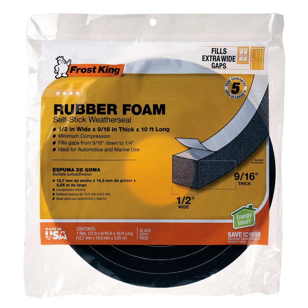 THERMWELL R930H Foam Tape, 1/2 by 9/16-Inch, Black