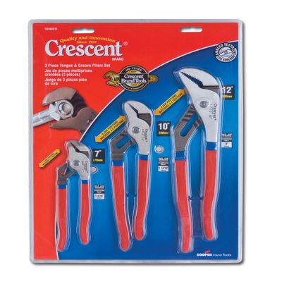 Crescent R200SET3 3 Piece 7-Inch, 10-Inch, and 12-Inch Tongue and Groove Plier Set