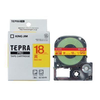 King Jim SC18YR Tepra PRO Tape Color Label Yellow Red Letter 18mm