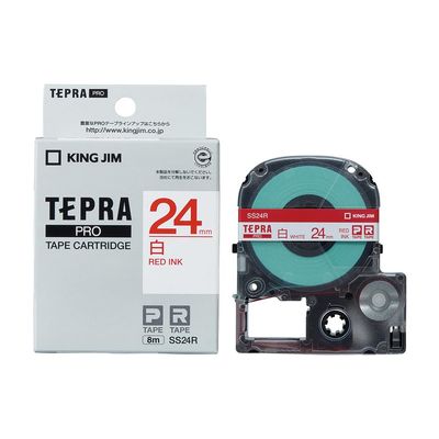 King Jim SS24R [Genuine] Tepra PRO Tape Cartridge 0.9 inches (24 mm), White Label/Red Letter, Length 22.8 ft (8 m)