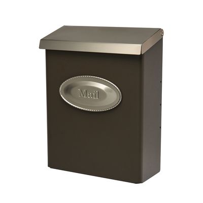 Gibraltar Mailboxes DVKPBZ00 Designer locking mailbox, Bronze w/Satin Nickel, 9.7 x 4.4 x 12.6 inches