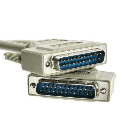CableWholesale Bidirectional Printer Cable, DB25 Male to DB25 Male, 18 Twisted Pairs, A/A Type, Beige, 15 feet, DB25 Printer Cable, 25 Pin Serial Cable