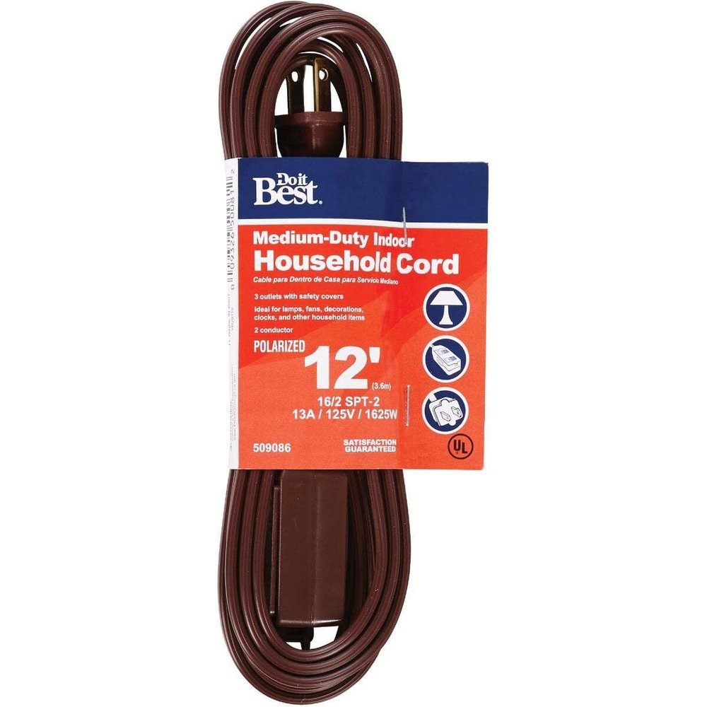 Do it Cube Tap Extension Cord, 12' 16/2 BROWN EXT CORD