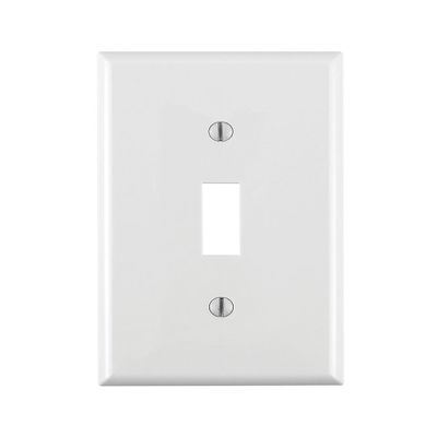 Leviton 1-Gang Toggle Device Switch Wallplate, Standard Size, Thermoplastic Nylon, Device Mount, 80701-W, White