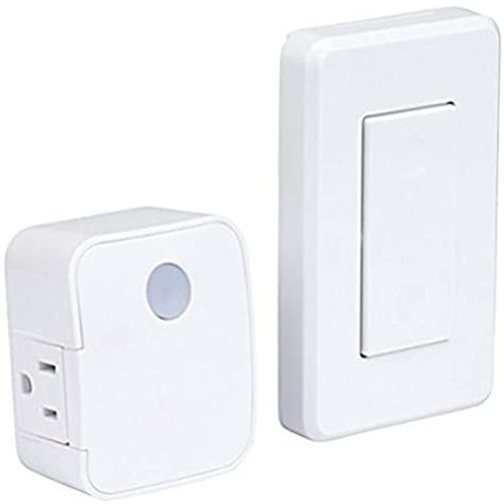 Westek Indoor Wireless Light Switch and Receiver Kit No Wiring Required, Up To 100ft Distance The Easy Way to Add a Switched Outlet, Ideal for Lamps,White,RFK1600LC
