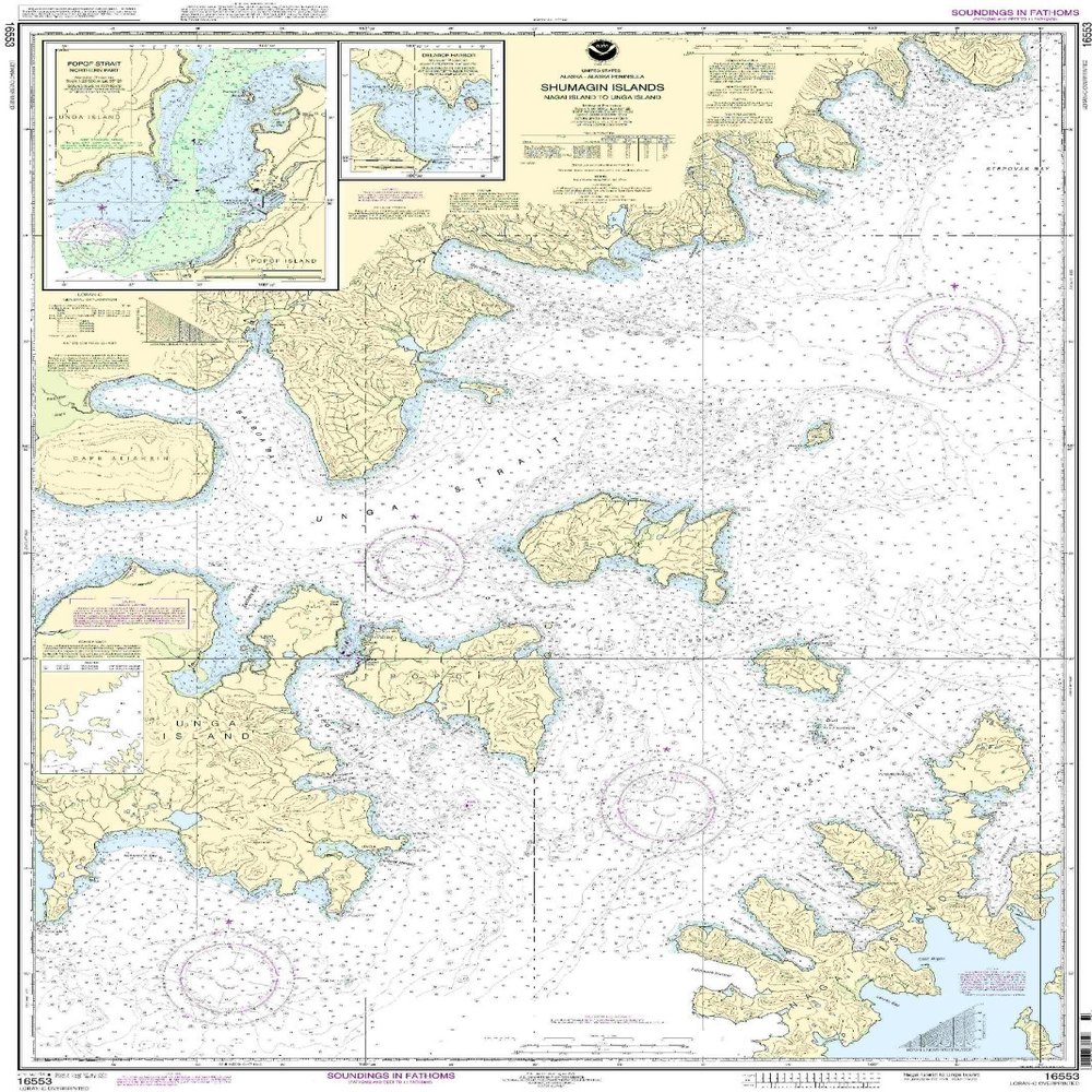 16553--Shumagin Islands - Nagai Island to Unga Island, Delarof Harbor, Popof Strait, northern part