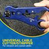 TEMPO DataShark 70029 Universal Cutter-Stripper for Flat or Round TV/UTP Cable | Cat5 Cat5e Cat6 | RG6 Quad RG59 RG7 RG11 (2023 Model), Blue view 2