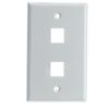 CableWholesale Keystone Wall Plate 2 Port, White (Cat5e, Cat6, Coax (Video), Aux (Cat6 for Data, IP Phone, POTS or Other), Single Gang view 1