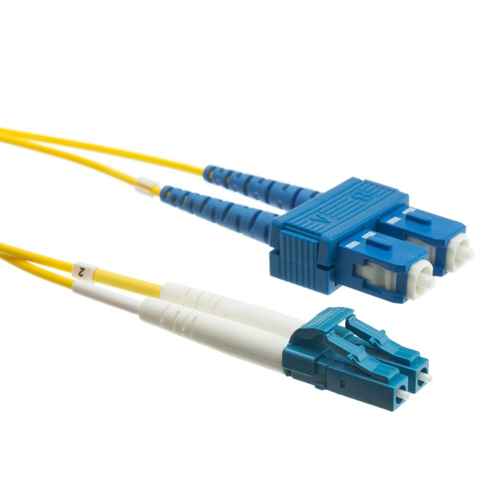 CableWholesale Fiber Optic Cable, 1 Meter (3.3 feet) LC to SC (Lucent Connector to Subscriber Connector) Duplex 9/125 OS2 Single-Mode Fiber Optic LC-SC Optical Connection Cable