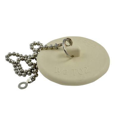 Danco Tub Drain Stopper, 1-3/8 in, Rubber, White (80783)