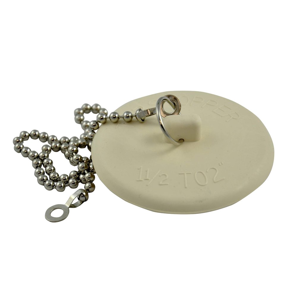 Danco Tub Drain Stopper, 1-3/8 in, Rubber, White (80783)