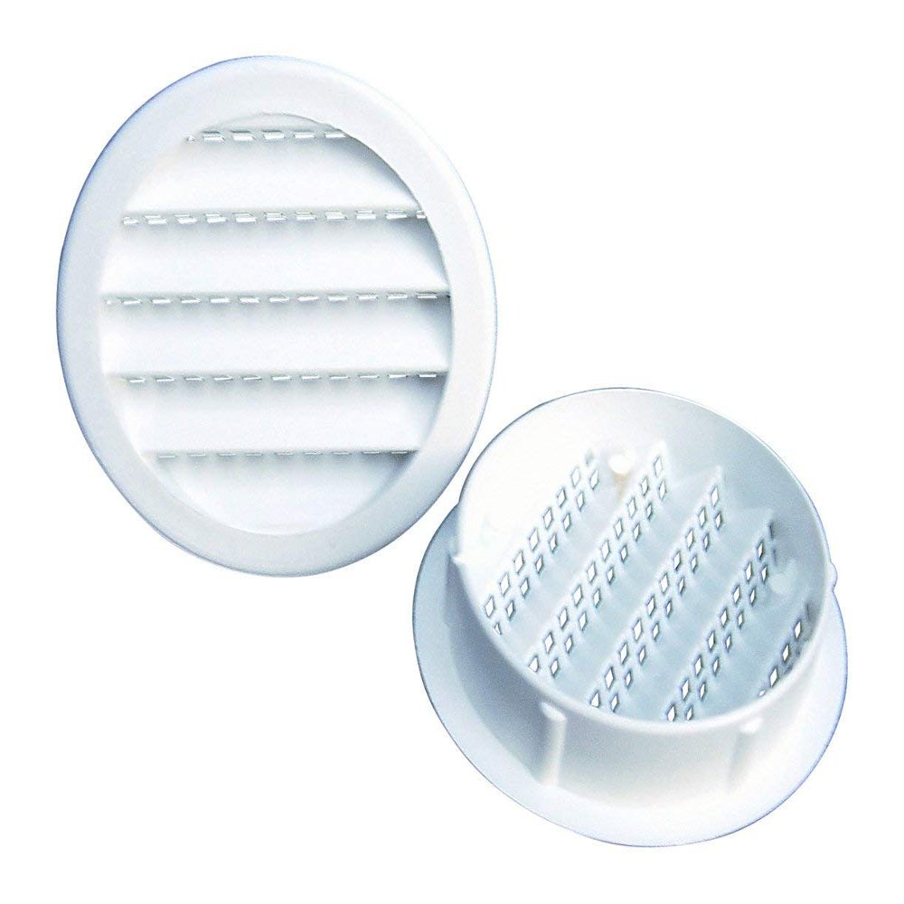 Maurice Franklin Louver-3" Round White Polypropylene Plastic Louver with Insect Screen System (Priced Per Bag of 4). Item #3" PLW-100