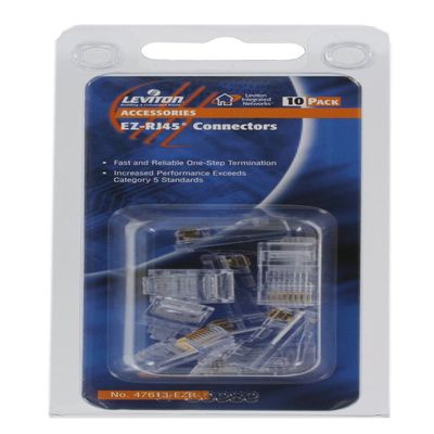 Leviton EZ-RJ45 Cat 5e Plug, Bulk Pack (Qty 10), 47613-EZR