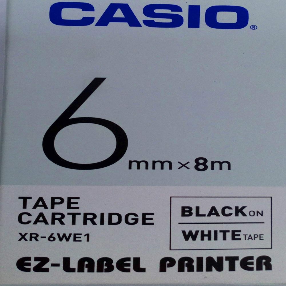 Casio WE 6 mm Black on White, XR-6WE