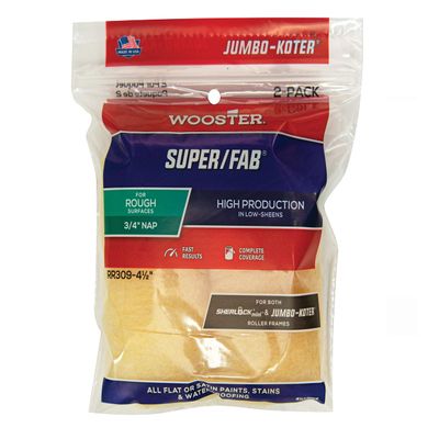 Wooster RR309-4 1/2 Brush RR309-4-1/2 Jumbo-Koter Super/Fab Roller 3/4-Inch Nap, 2-Pack, 4-1/2-Inch, 4 1/2-Inch, No Color