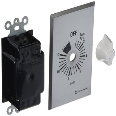 Intermatic FF12HHC 12-Hour Spring Loaded Wall Timer with Hold - Versatile SPST Control - Energy-Saving Universal Compatibility, Brushed Metal Finish