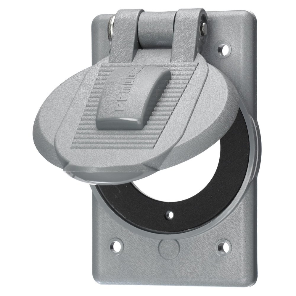 Wall Plates and Boxes, Weatherproof Covers, 1-Gang, for Small Flanged Devices, Standard Size, Reinforced thermoplastic Polyester