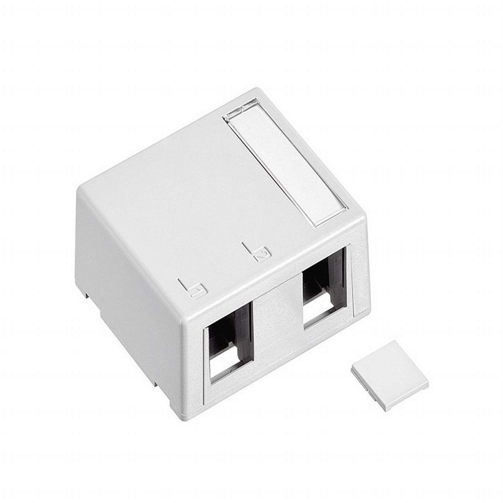 Leviton Surface-Mount QUICKPORT Box, Plenum Rated, 2-Port, 41089-2WP, White