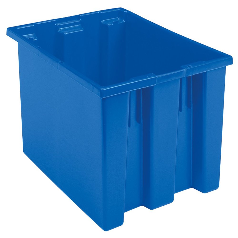Akro-Mils 35300 Nest and Stack Plastic Storage Container and Distribution Tote, (29-1/2-Inch L x 19-1/2-Inch W x 15-Inch H), Blue, (3-Pack)