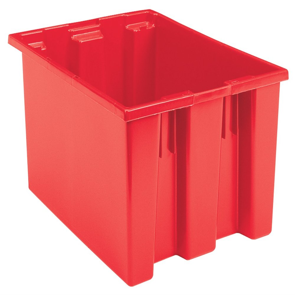 Akro-Mils 35300 Nest and Stack Plastic Storage Container and Distribution Tote, (29-1/2-Inch L x 19-1/2-Inch W x 15-Inch H), Red, (3-Pack),Blue