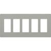 Lutron Claro Light Switch Cover Plate, 5 Gang Wallplate, for Decorator Light Switches, Rocker Light Switch Cover, Outlet Cover, Screwless Switch Plate Cover, Gloss, CW-5-GR, Gray view 1