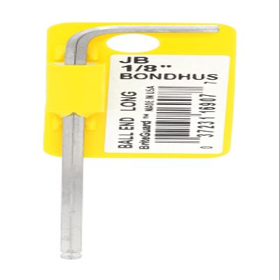 Bondhus 16907 1/8" Ball End Tip Hex Key L-Wrench with BriteGuard Finish, Tagged and Barcoded, Long Arm