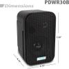 Pyle - Outdoor Speaker System Wired (Pair), Marine Grade 2 Way 300W Peak Power, 3.5" Woofer and 1" Tweeter, Universal Mount For Wall or Ceiling, Use in Pool, Patio, Boat, Deck or Home Theater (Black) view 4