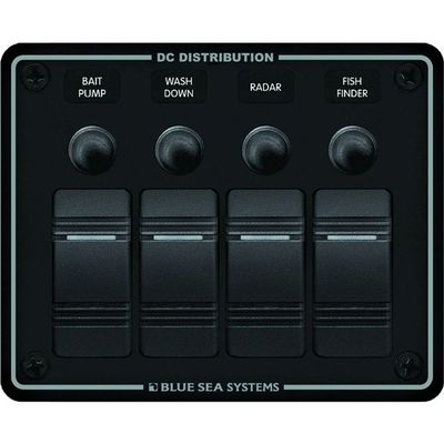 Blue Sea Systems 8372 Water Resistant Circuit Breaker Panel 4 Position-Black