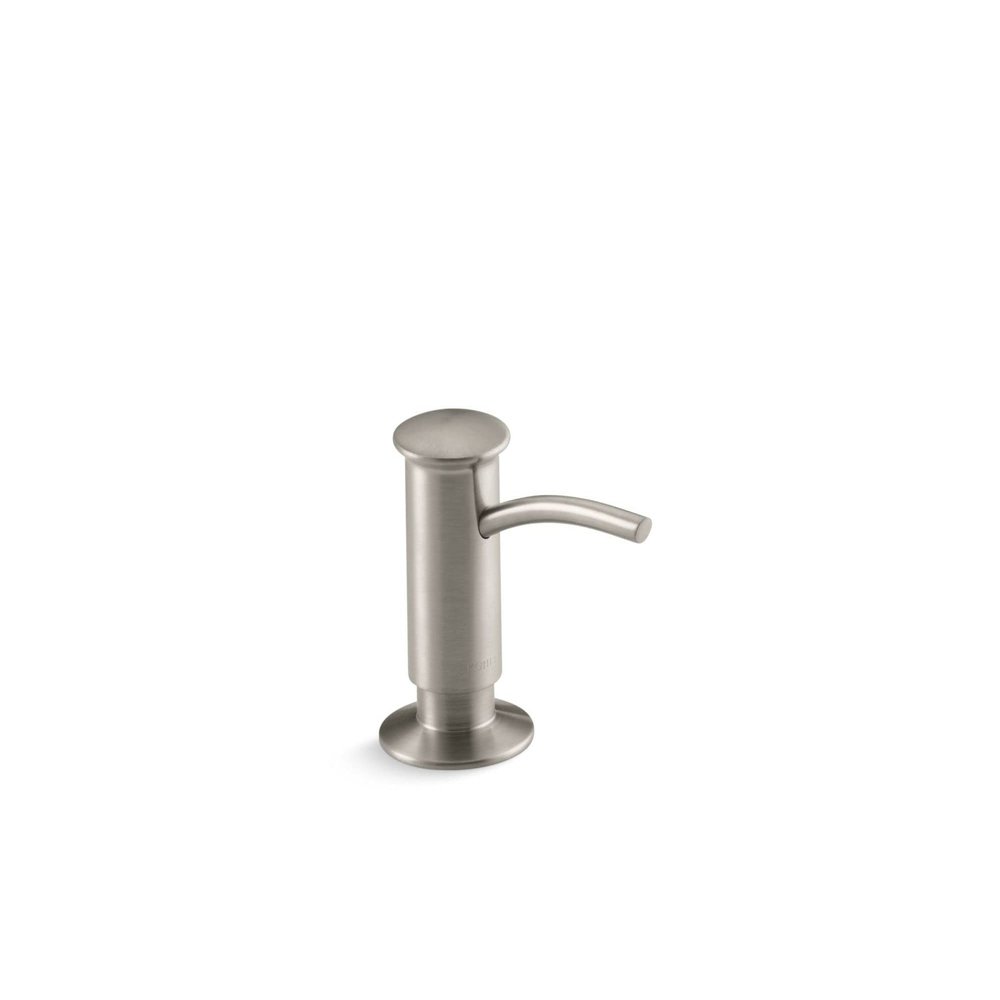 KOHLER 1895-C-BN Kitchen Sink Soap Dispenser with Contemporary Design, Store Liquid Soap or Dishwasher Liquid, Vibrant Brushed Nickel, 16oz