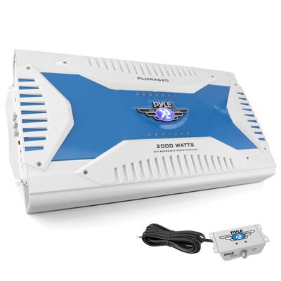 Pyle 6 Channel Marine Amplifier Receiver - Waterproof Wireless Bridgeable Audio Amp for Stereo Speaker with 2000 Watt Power Dual MOSFET Supply, GAIN Level, RCA Inputs and LED Indicator - PLMRA620