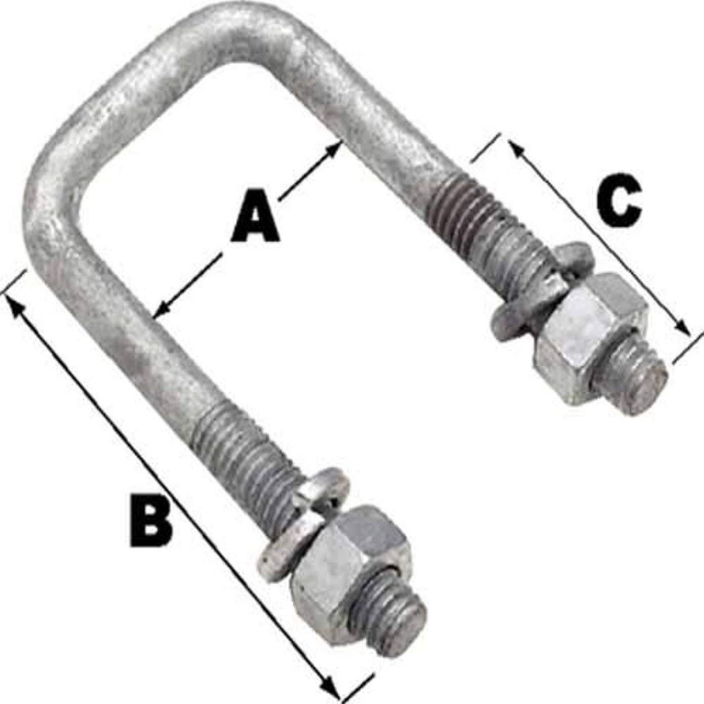 SEACHOICE Square U-Bolt 7/16 x 4-1/16 x 2-13/16