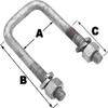 SEACHOICE Square U-Bolt 7/16 x 4-1/16 x 2-13/16 view 1