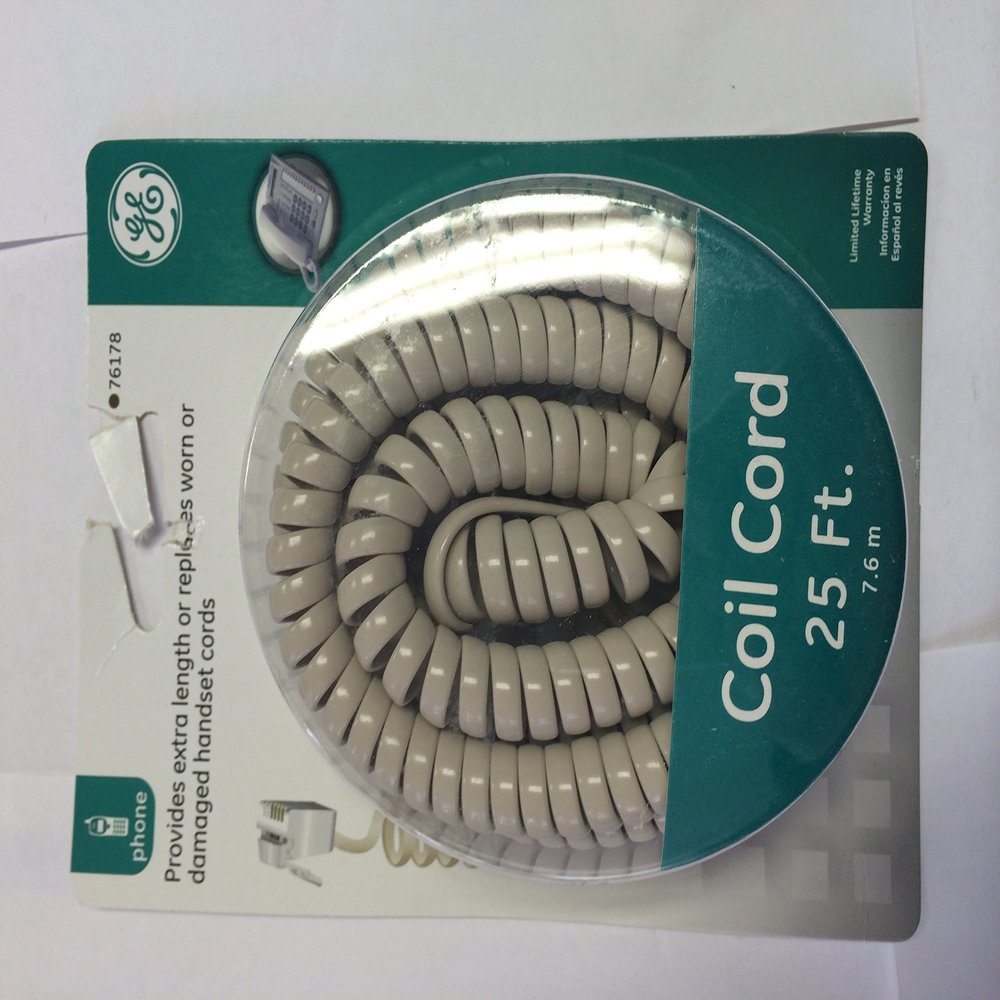 GE 26123 Coil Cord (25 Feet, Ivory)