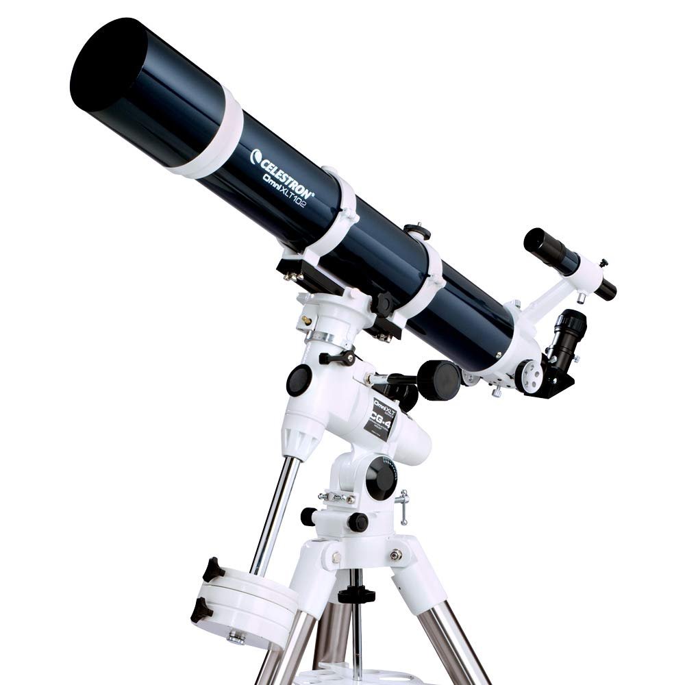 Celestron Omni XLT 102 Refractor Telescope Hand-Figured Refractor with XLT Optical Coatings Manual German Equatorial EQ Mount with Setting Circles and Slow Motion Control Includes Accessories