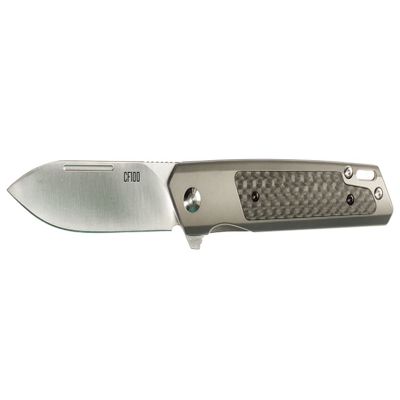 Ontario Knife Company CF100 Folding Pocket Knife Frame Lock with Stainless Steel Handles, Carbon Fiber Inlays, and Spearpoint 14C28N Stainless Steel Blade ON8600