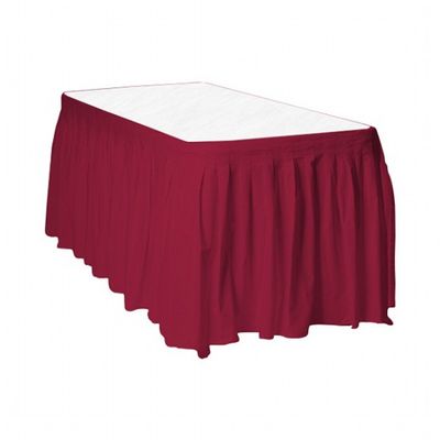 3 Burgundy Plastic Table Skirts 29 in X 13 Ft Stretches to 19ft