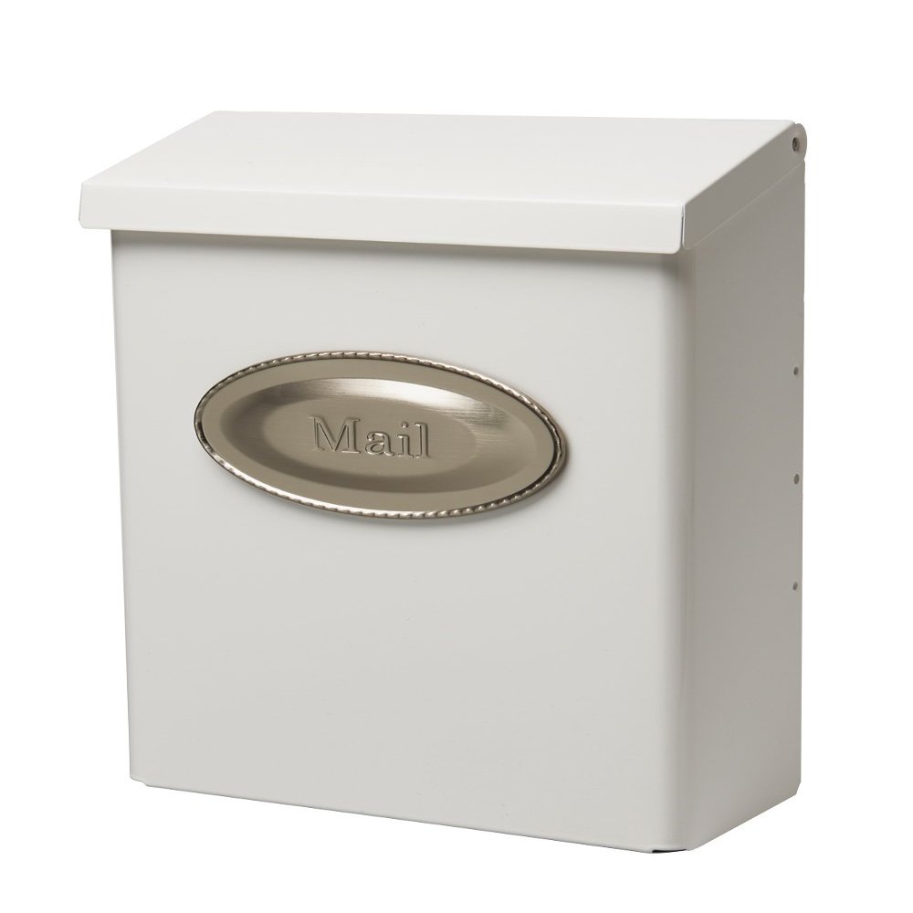 Gibraltar Mailboxes Designer Locking Medium Capacity Galvanized Steel White, Wall-Mount Mailbox, DVKW0000, 9.7 x 4.4 x 12.6 inches