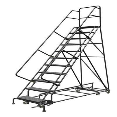 Tri-Arc KDED111246 11-Step All-Directional Steel Rolling Industrial & Warehouse Ladder with Perforated Tread, 24-Inch Wide Steps