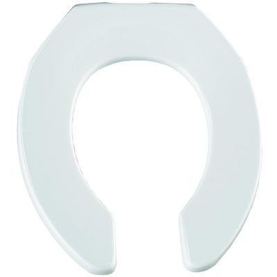 BEMIS 955CT Commercial Open Front Plastic Toilet Seat, Heavy Duty Industrial Seat without Lid, Secure Installation for Long Lasting Use, Made in USA, Round, White