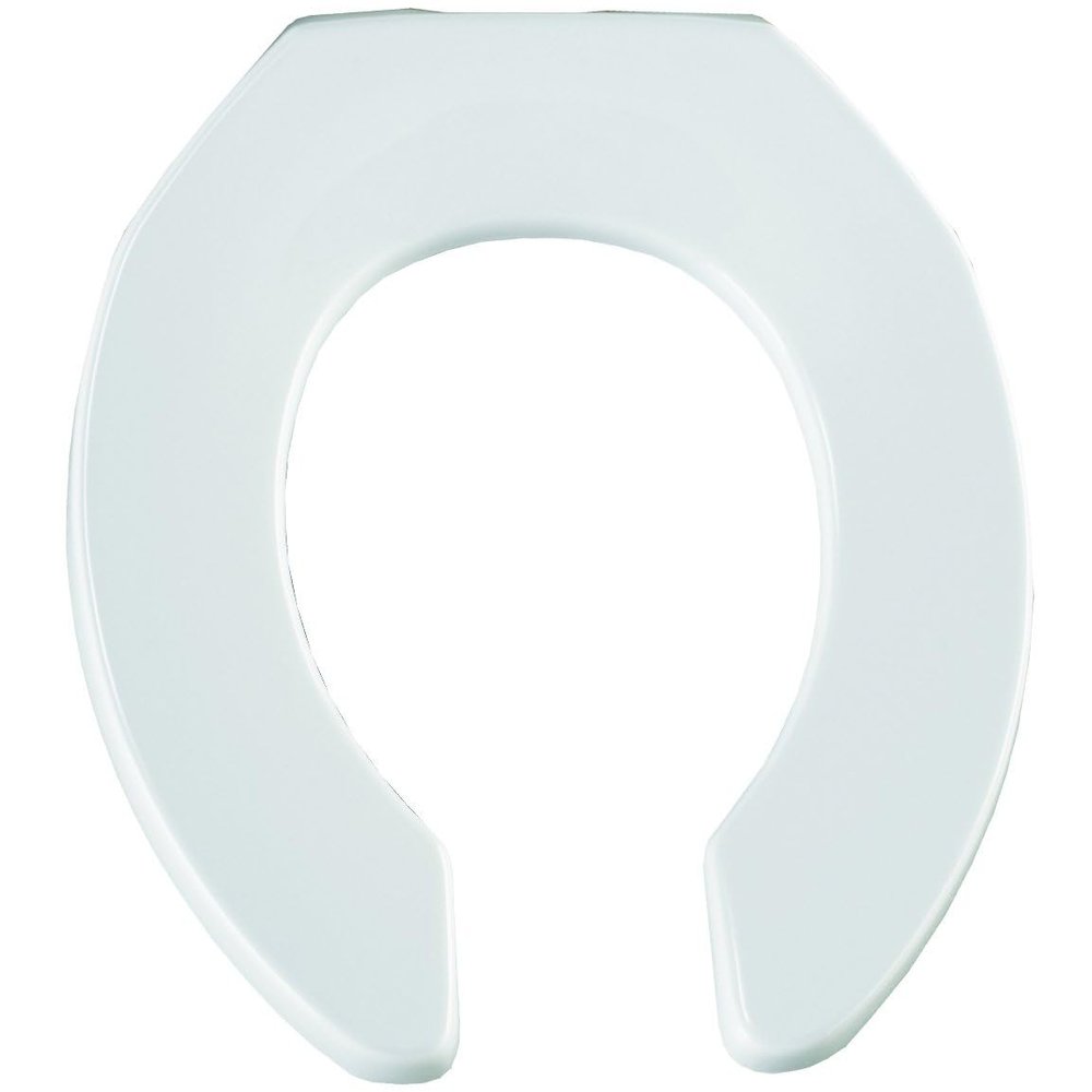 BEMIS 955CT Commercial Open Front Plastic Toilet Seat, Heavy Duty Industrial Seat without Lid, Secure Installation for Long Lasting Use, Made in USA, Round, White