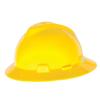 MSA 454730 V-Gard Full-Brim Hard Hat With Staz-on Pinlock Suspension | Polyethylene Shell, Superior Impact Protection, Self Adjusting Crown Straps - Standard Size in Yellow view 3