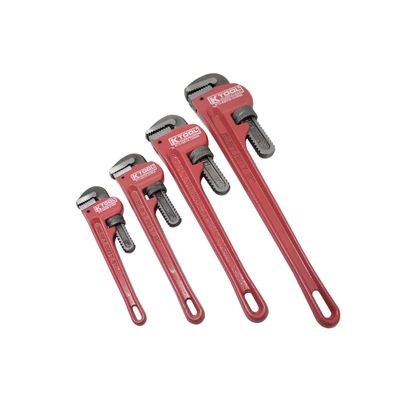 K Tool International 49000 Adjustable Pipe Wrench Set for Garages, Repair Shops and DIY, Drop Forged Steel Jaws, Cast Iron Body, Sizes include 8", 10", 14", 18", Red, 4 Piece
