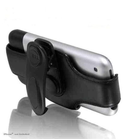 Macally Leather Swivel Holster and Stand Case for iPhone 1G - Black